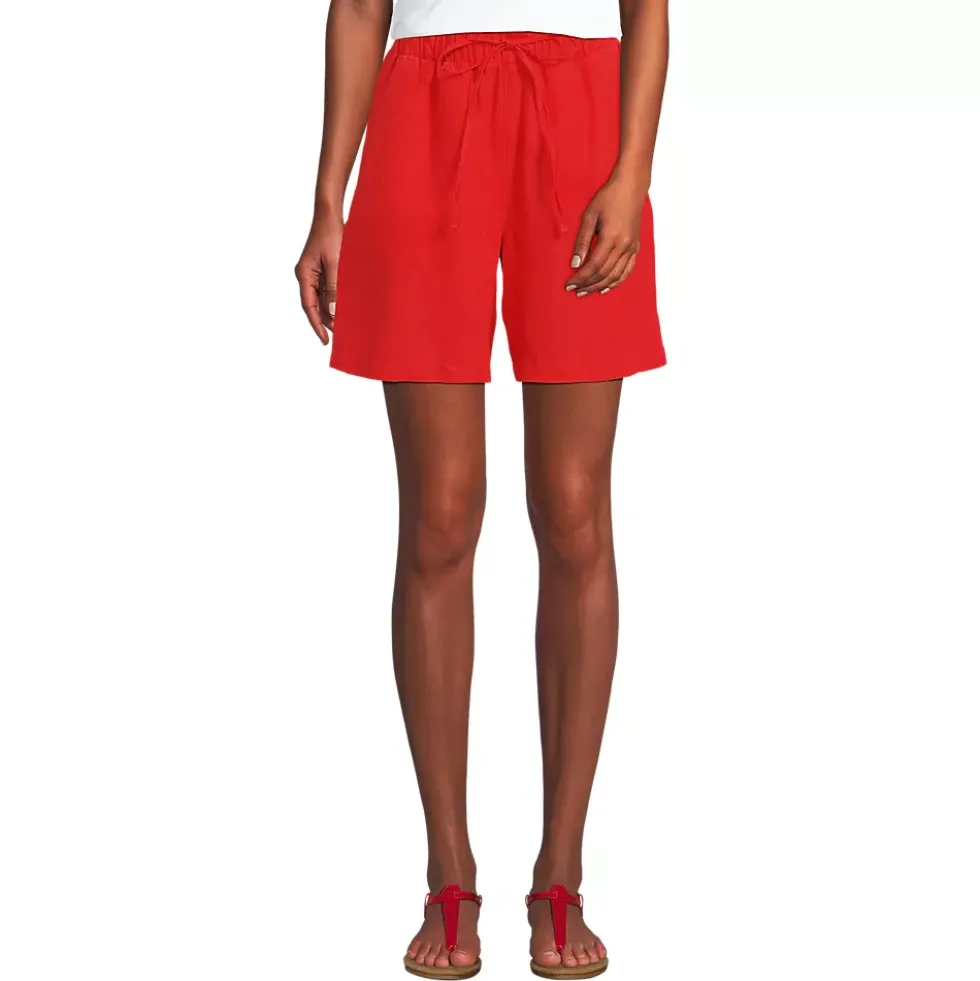Women's Linen High Rise Pull On 7" Shorts