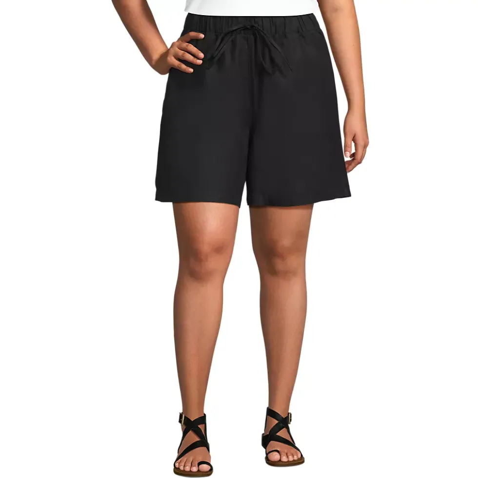 Women's Linen High Rise Pull On 7" Shorts