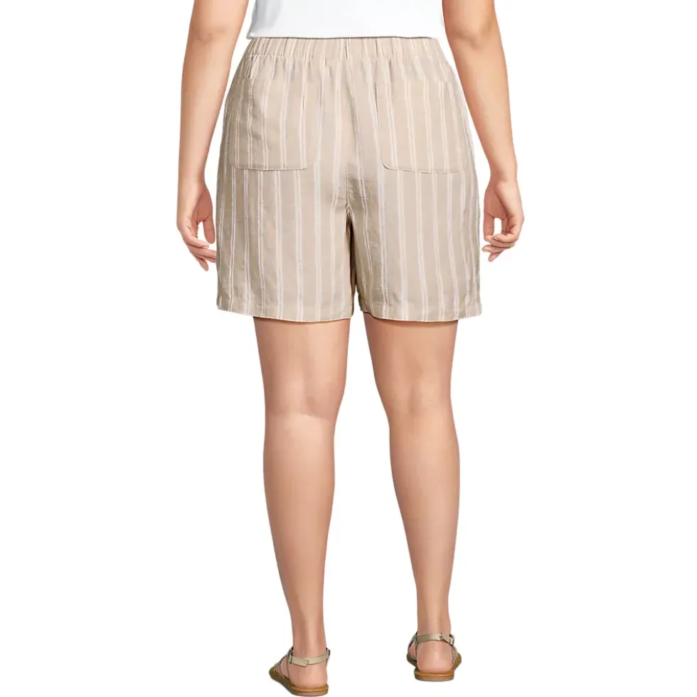 Women's Linen High Rise Pull On 7" Shorts