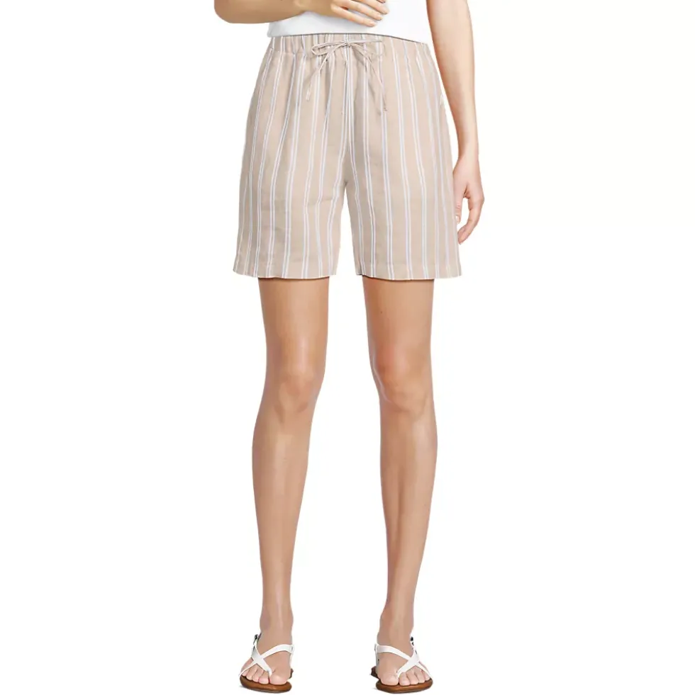 Women's Linen High Rise Pull On 7" Shorts