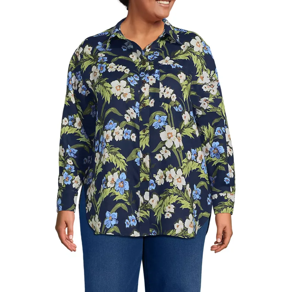 Women's Linen Oversized Button Front Shirt