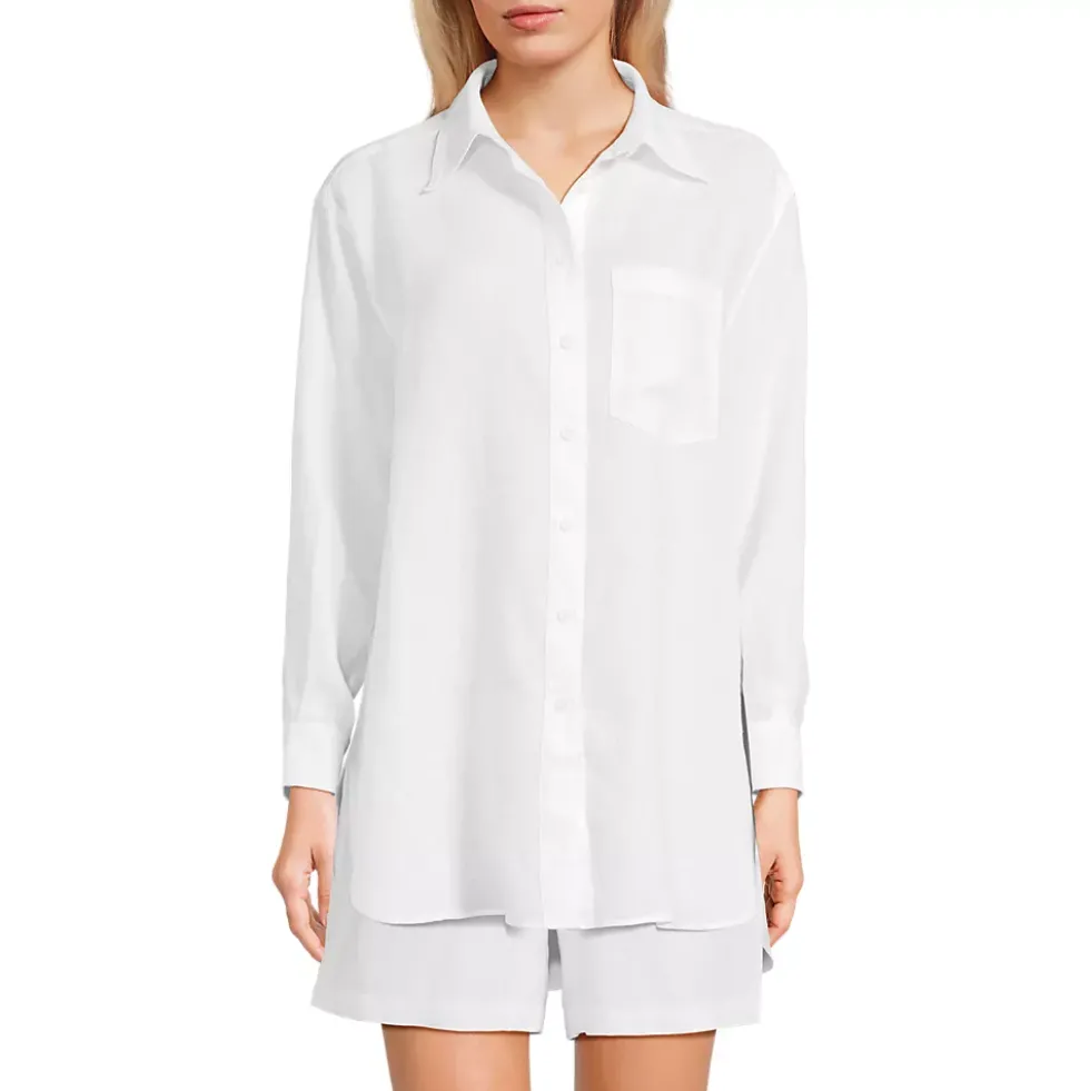 Women's Linen Oversized Button Front Shirt