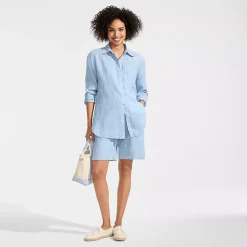 Women's Linen Oversized Button Front Shirt