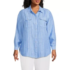 Women's Linen Roll Sleeve Relaxed Tunic Top