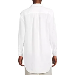 Women's Linen Roll Sleeve Relaxed Tunic Top