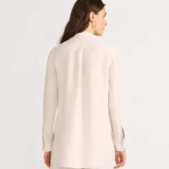 Women's Linen Roll Sleeve Relaxed Tunic Top