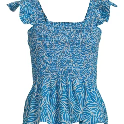 Women's Linen Ruffle Strap Smocked Top