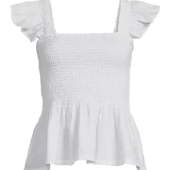 Women's Linen Ruffle Strap Smocked Top