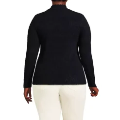 Women's Long Sleeve Brushed Lace Mock Neck Top