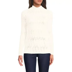Women's Long Sleeve Brushed Lace Mock Neck Top