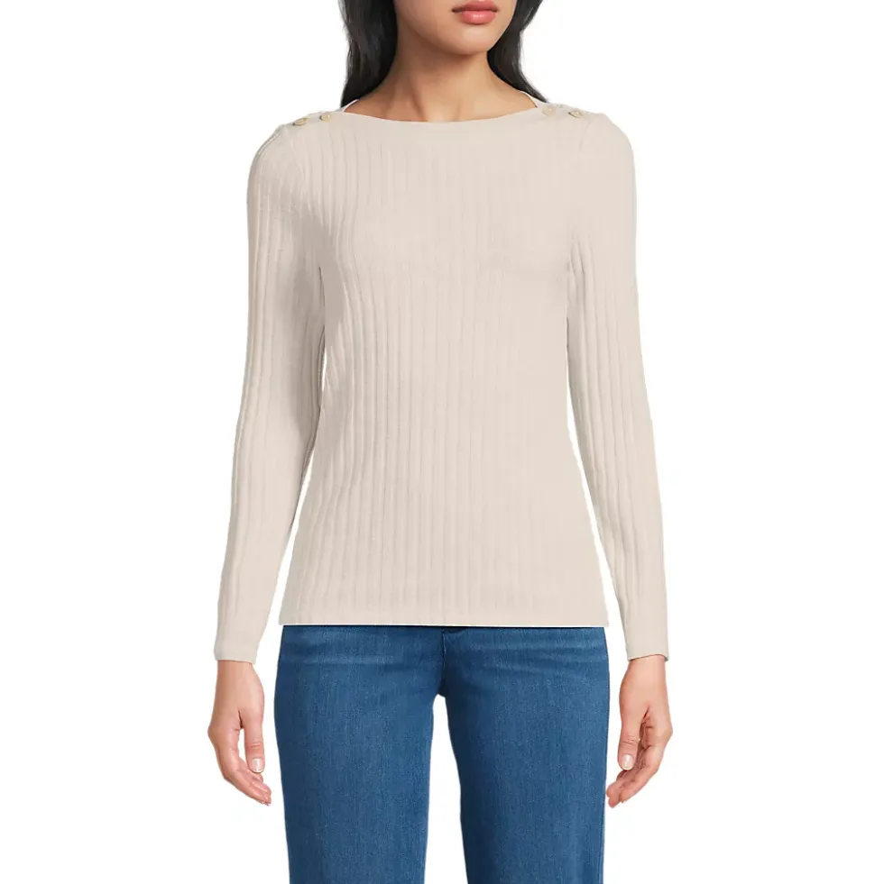 Women's Long Sleeve Coastal Rib Boatneck Top