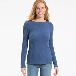 Women's Long Sleeve Coastal Rib Boatneck Top