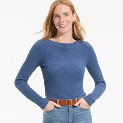 Women's Long Sleeve Coastal Rib Boatneck Top
