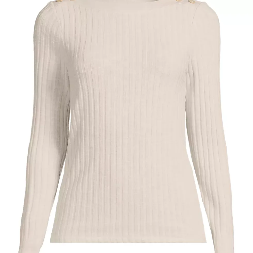 Women's Long Sleeve Coastal Rib Boatneck Top
