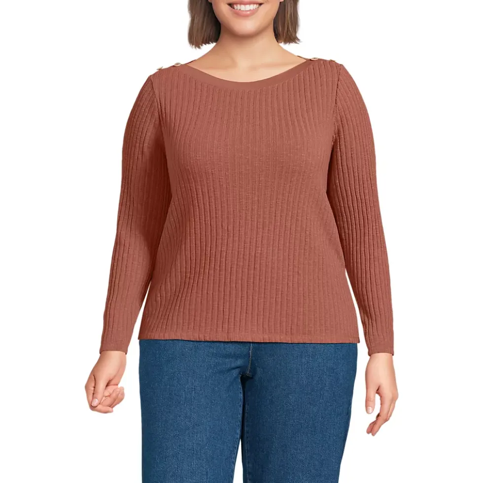 Women's Long Sleeve Coastal Rib Boatneck Top
