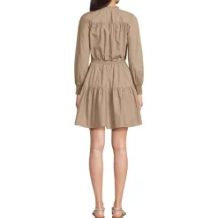 Women's Long Sleeve Cotton Poplin Mini Popover Dress
