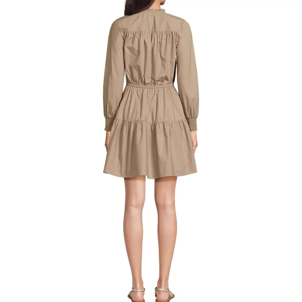 Women's Long Sleeve Cotton Poplin Mini Popover Dress