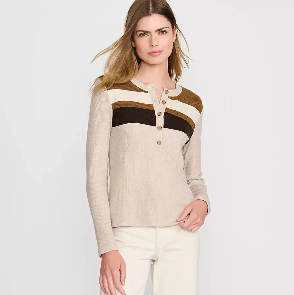Women's Long Sleeve Cozy Rib Henley Top