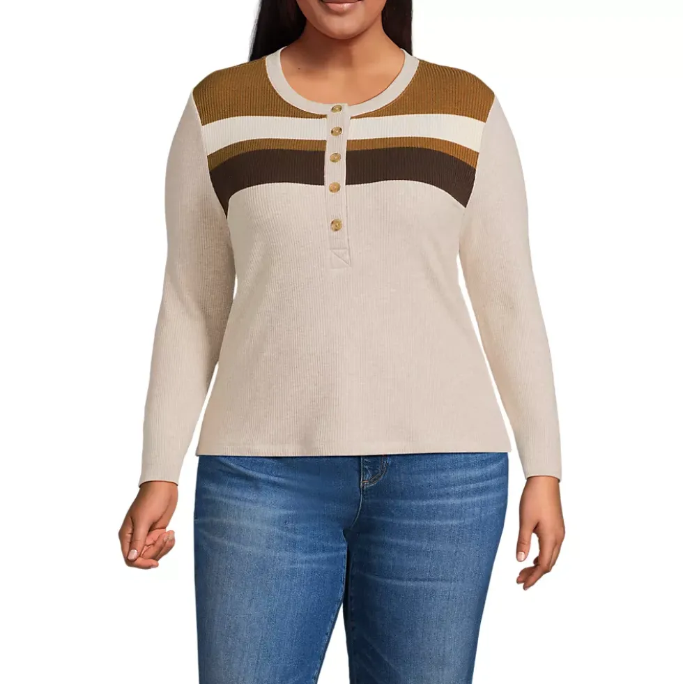 Women's Long Sleeve Cozy Rib Henley Top