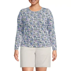 Women's Long Sleeve Crewneck Garden Tee - Sunshade UPF 50 Quick Dry