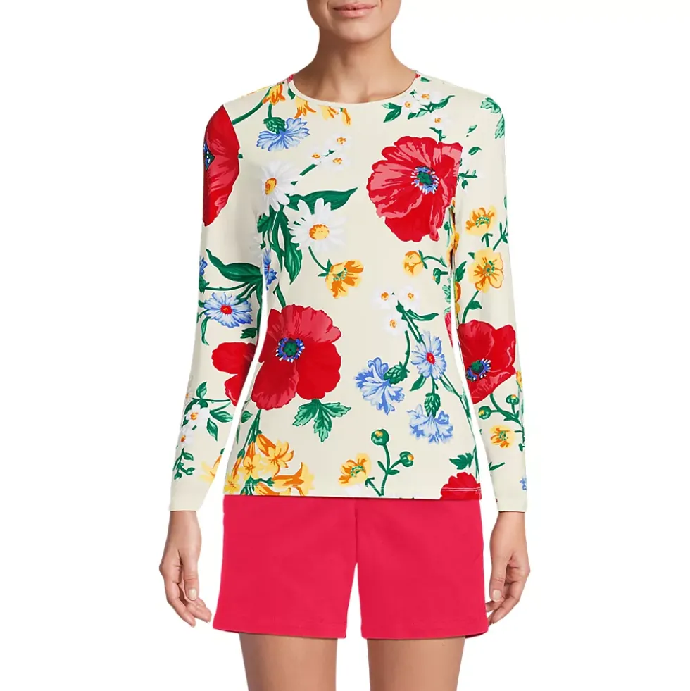 Women's Long Sleeve Crewneck Garden Tee - Sunshade UPF 50 Quick Dry