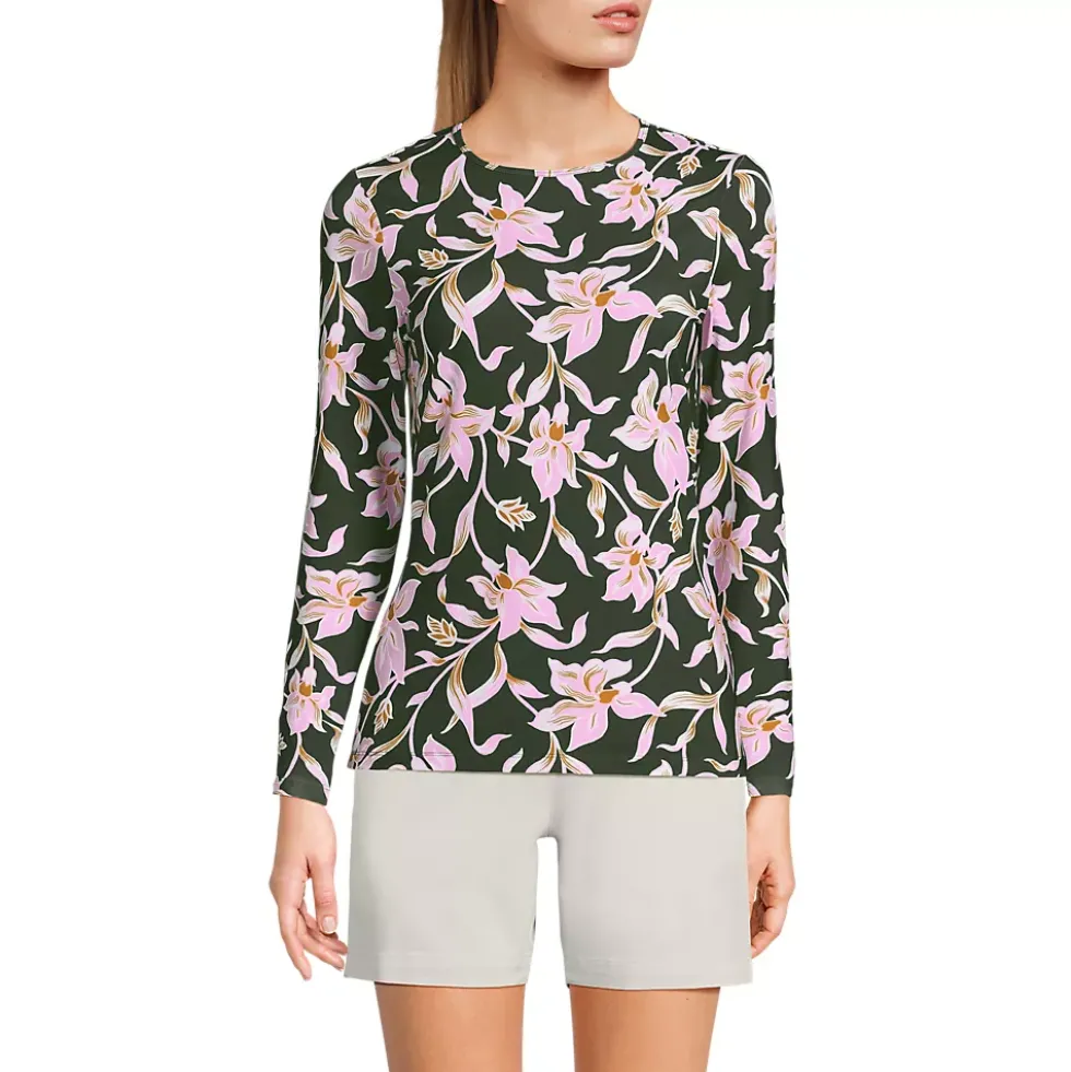 Women's Long Sleeve Crewneck Garden Tee - Sunshade UPF 50 Quick Dry