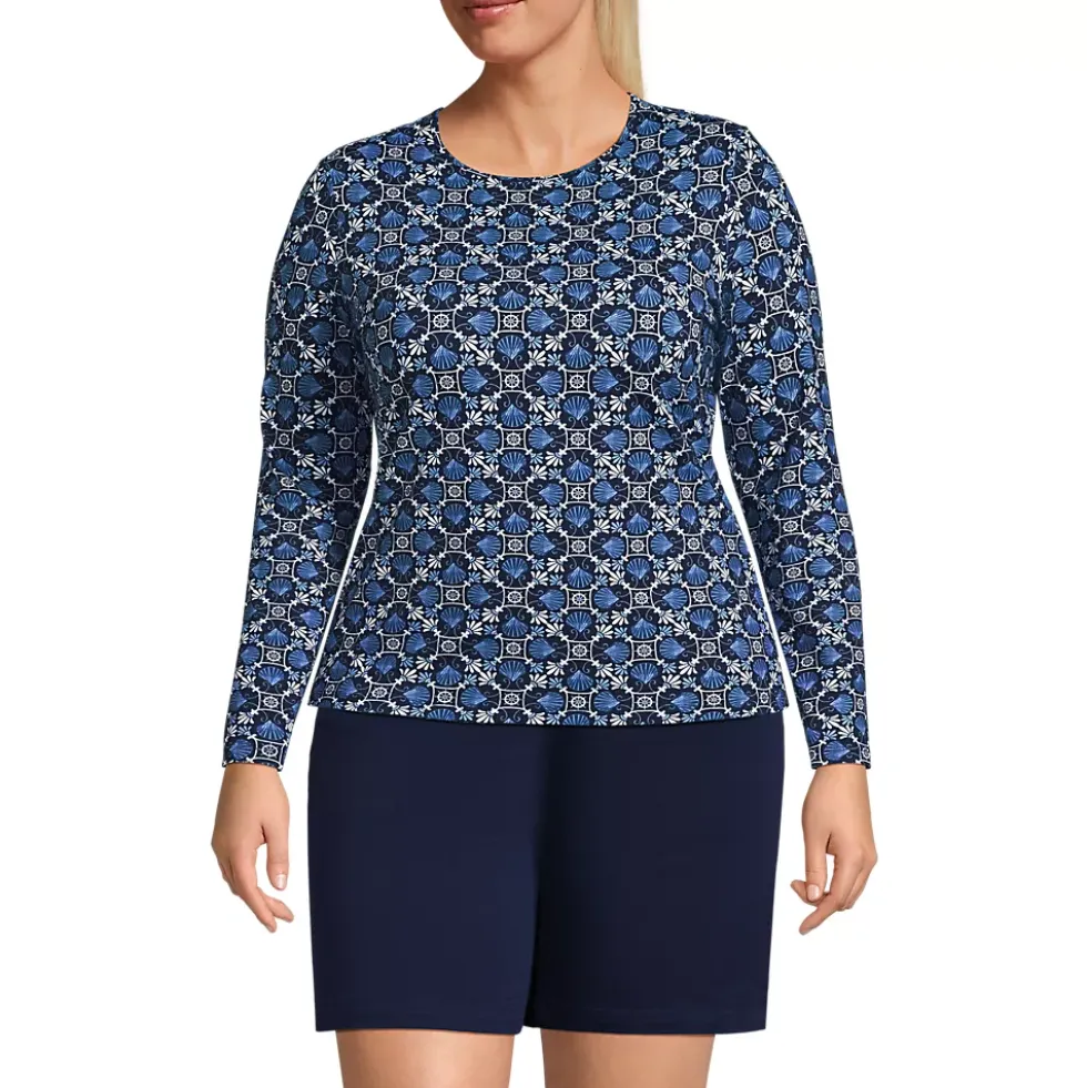 Women's Long Sleeve Crewneck Garden Tee - Sunshade UPF 50 Quick Dry