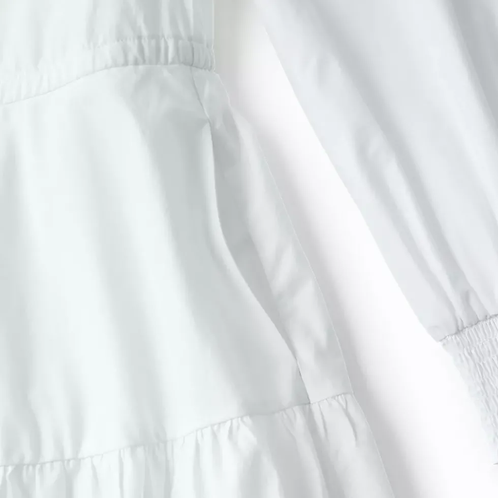Women's Long Sleeve Eyelet Mini Popover Dress