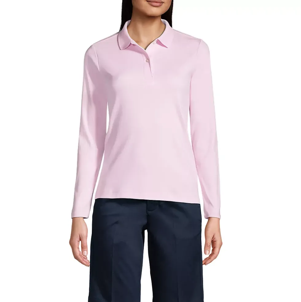 Women's Long Sleeve Feminine Fit Interlock Polo Shirt