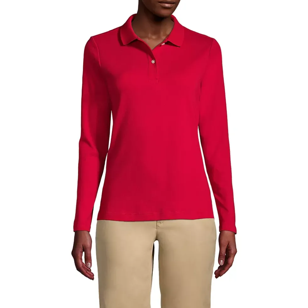 Women's Long Sleeve Feminine Fit Interlock Polo Shirt