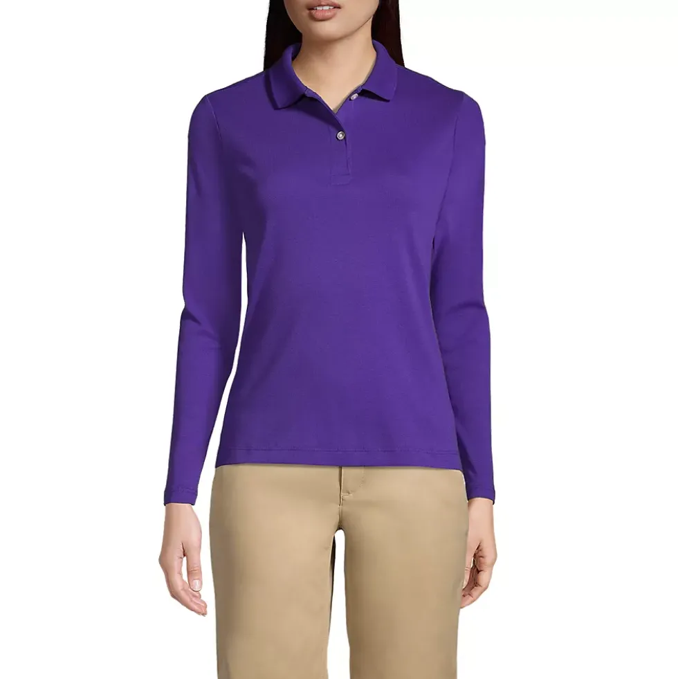 Women's Long Sleeve Feminine Fit Interlock Polo Shirt