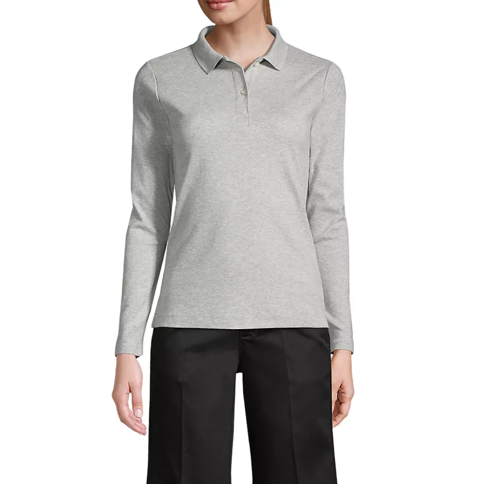 Women's Long Sleeve Feminine Fit Interlock Polo Shirt