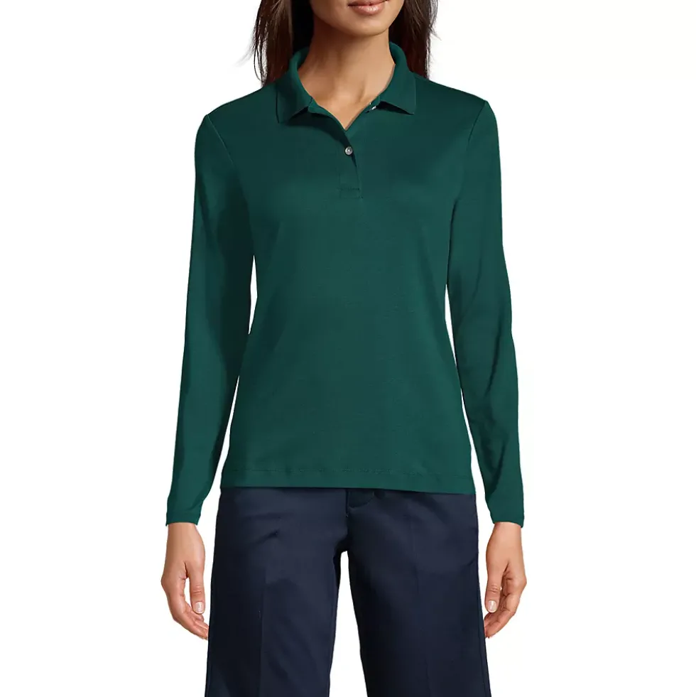 Women's Long Sleeve Feminine Fit Interlock Polo Shirt