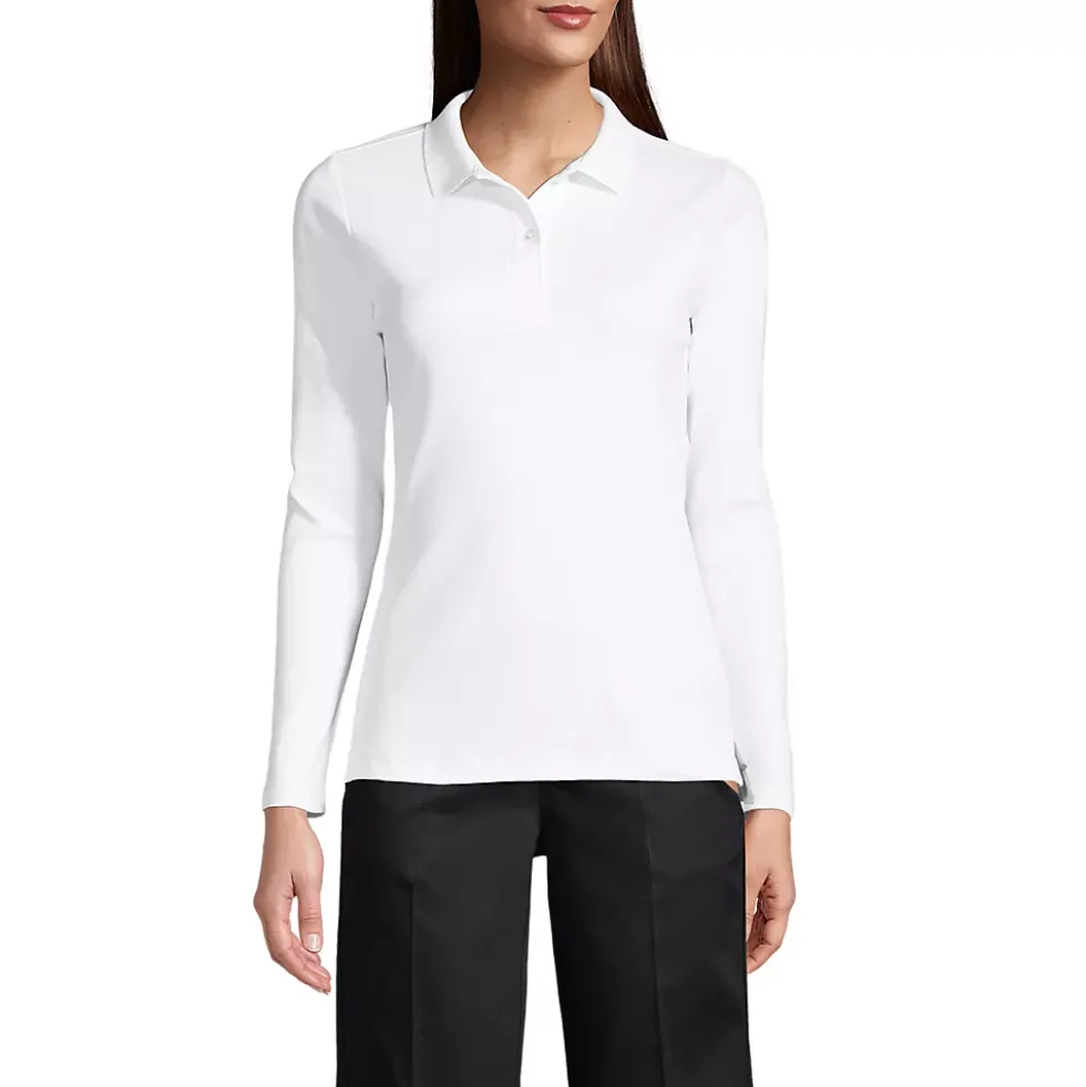Women's Long Sleeve Feminine Fit Interlock Polo Shirt