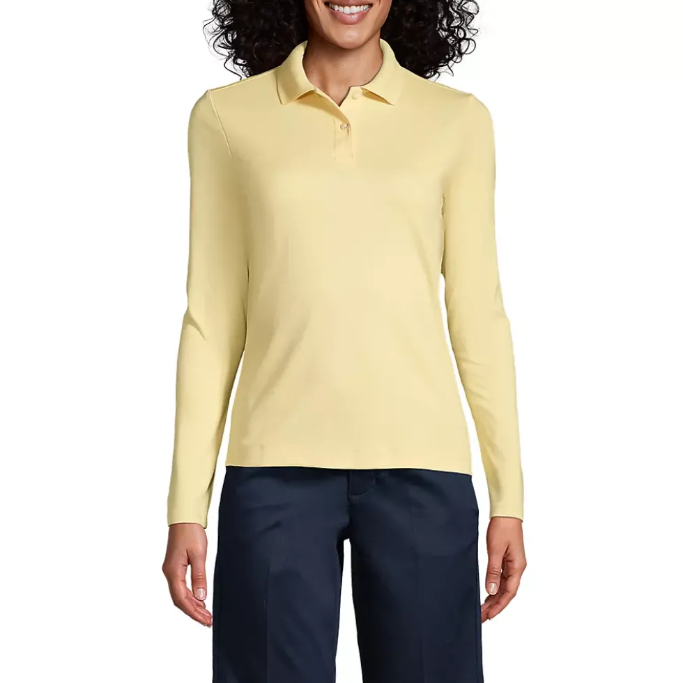 Women's Long Sleeve Feminine Fit Interlock Polo Shirt