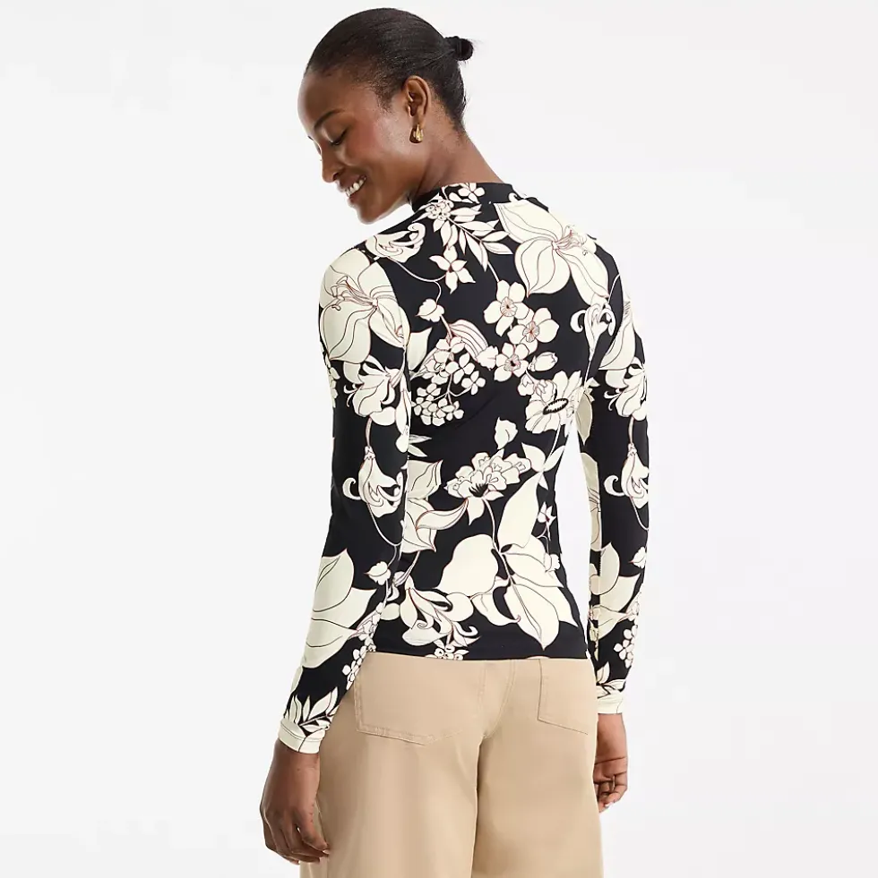 Women's Long Sleeve Garden Tee Mock Neck- Sunshade UPF 50 Quick Dry
