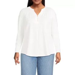 Women's Long Sleeve Lightweight Jersey Notch Neck Tunic Top