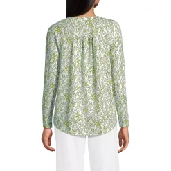 Women's Long Sleeve Lightweight Jersey Notch Neck Tunic Top