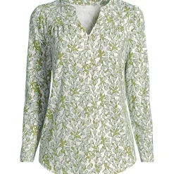 Women's Long Sleeve Lightweight Jersey Notch Neck Tunic Top