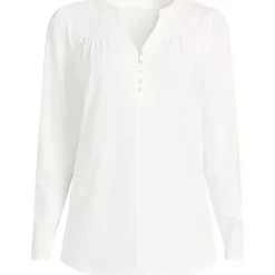 Women's Long Sleeve Lightweight Jersey Notch Neck Tunic Top