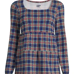 Women's Long Sleeve Light Weight Jersey Square Neck Tiered Top
