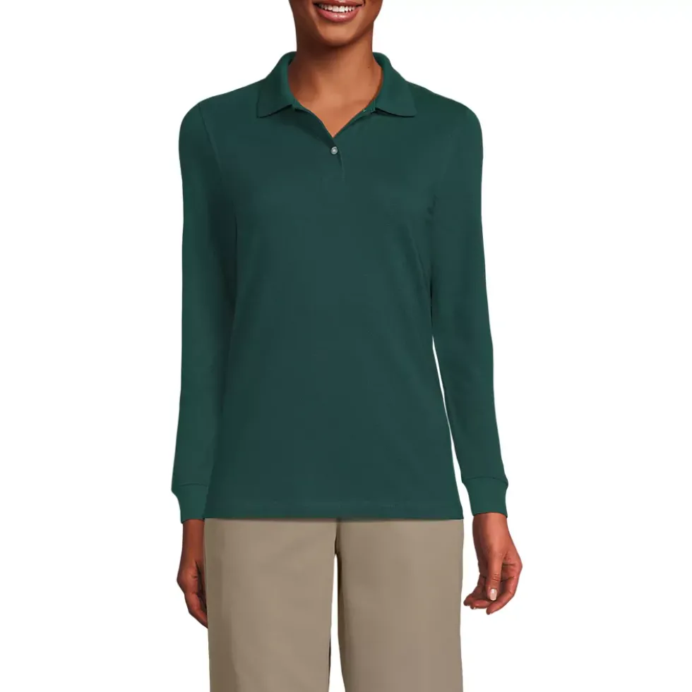 Women's Long Sleeve Mesh Polo Shirt