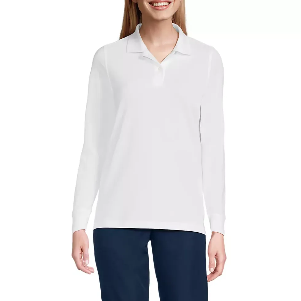 Women's Long Sleeve Mesh Polo Shirt