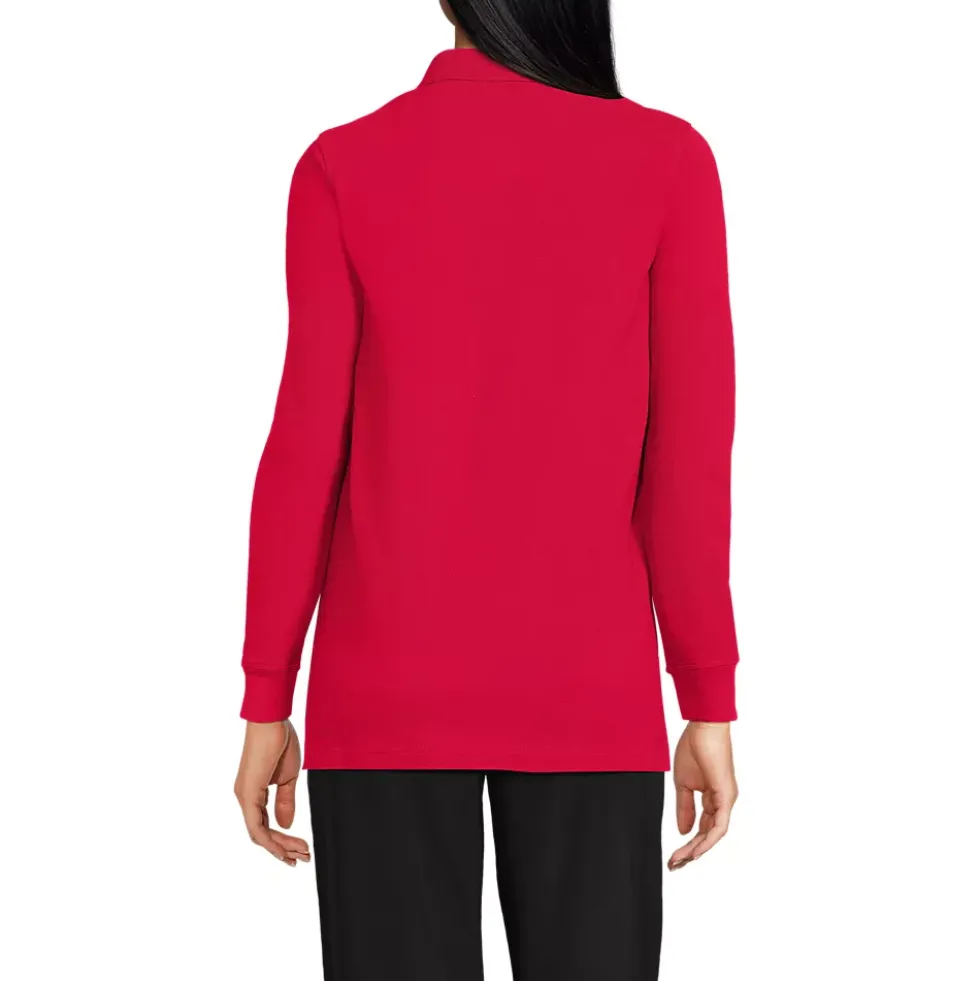 Women's Long Sleeve Mesh Polo Shirt