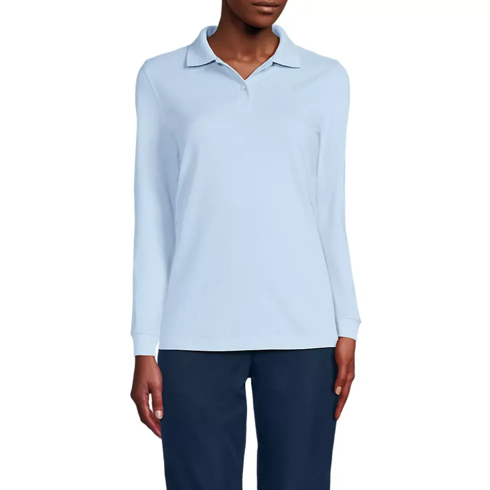 Women's Long Sleeve Mesh Polo Shirt