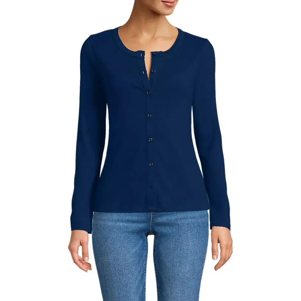 Women's Long Sleeve Micro Rib Button Through Cardigan