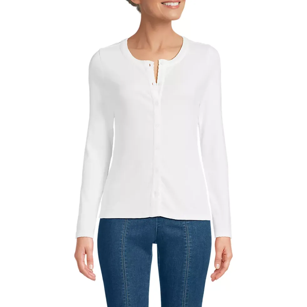 Women's Long Sleeve Micro Rib Button Through Cardigan