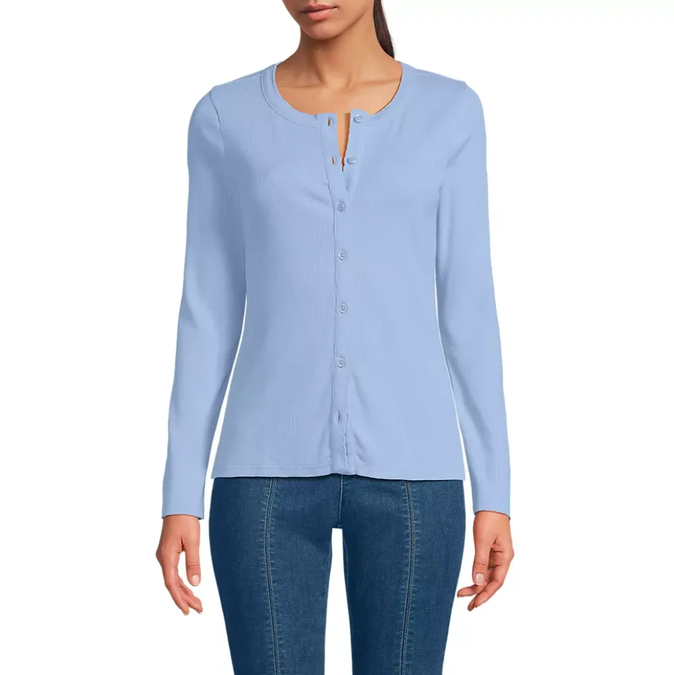 Women's Long Sleeve Micro Rib Button Through Cardigan