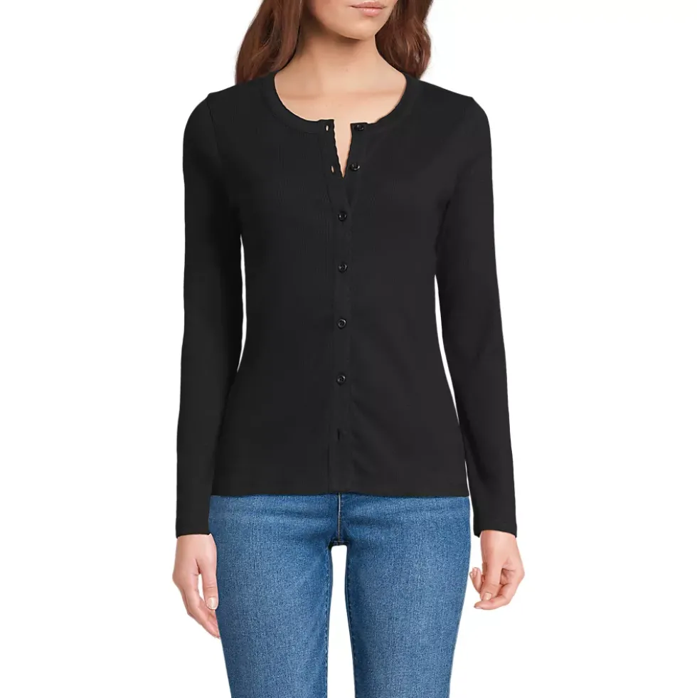Women's Long Sleeve Micro Rib Button Through Cardigan