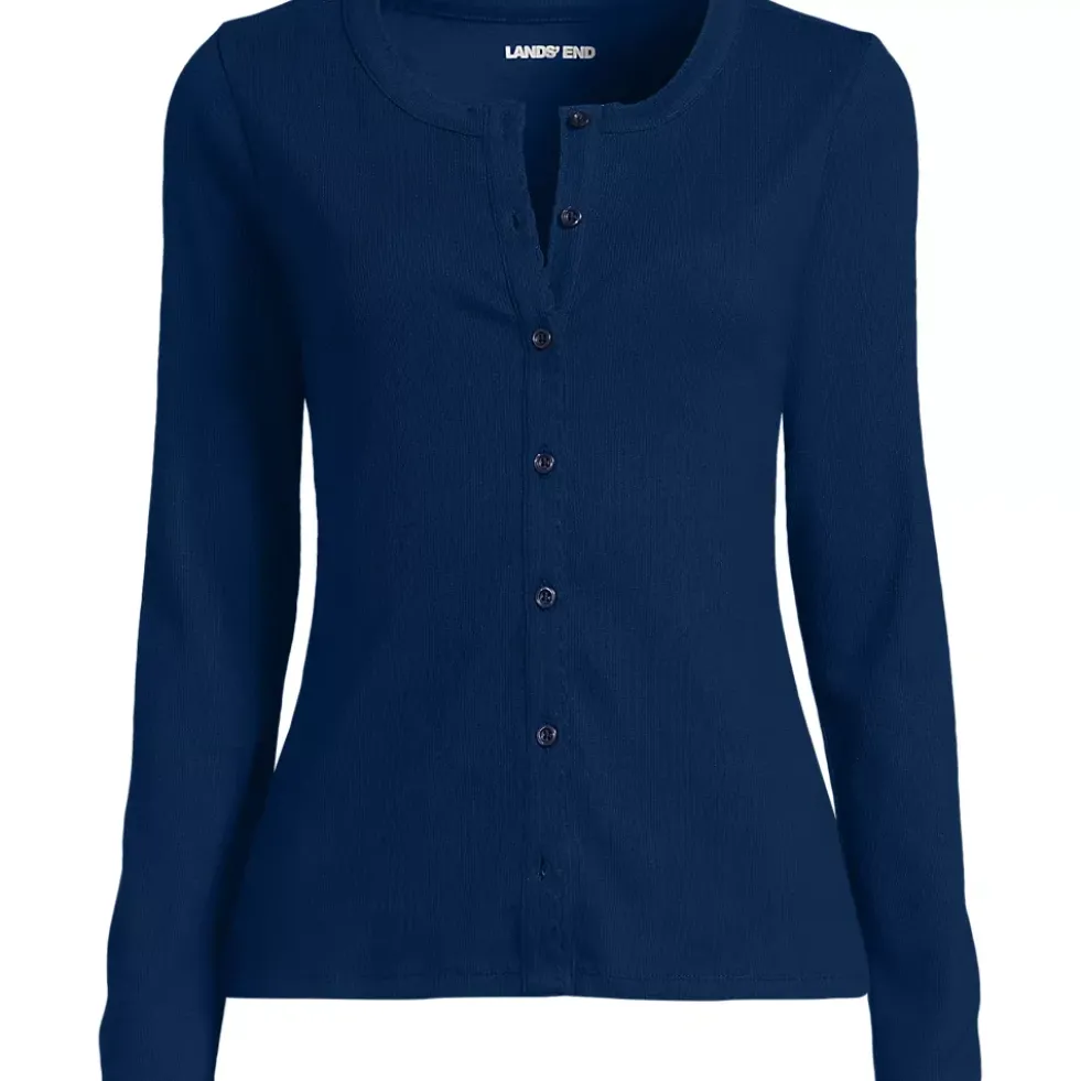Women's Long Sleeve Micro Rib Button Through Cardigan